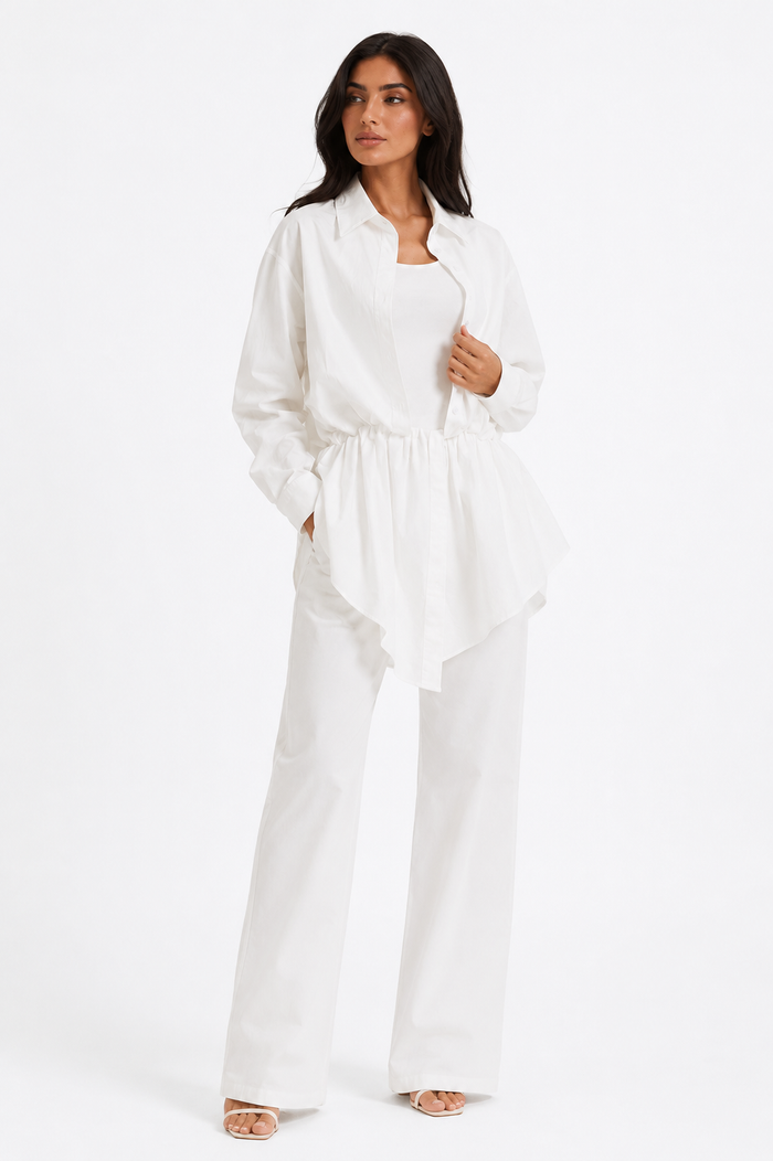 Layered Shirt-Waist Tank Top – Ivory