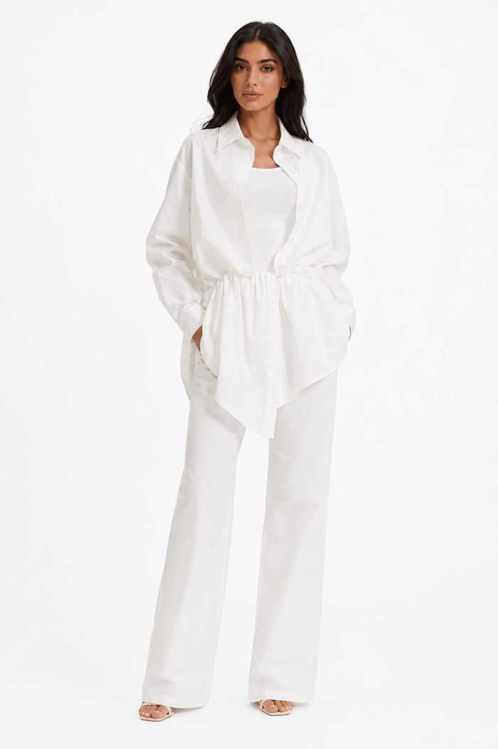 Layered Shirt-Waist Tank Top – Ivory