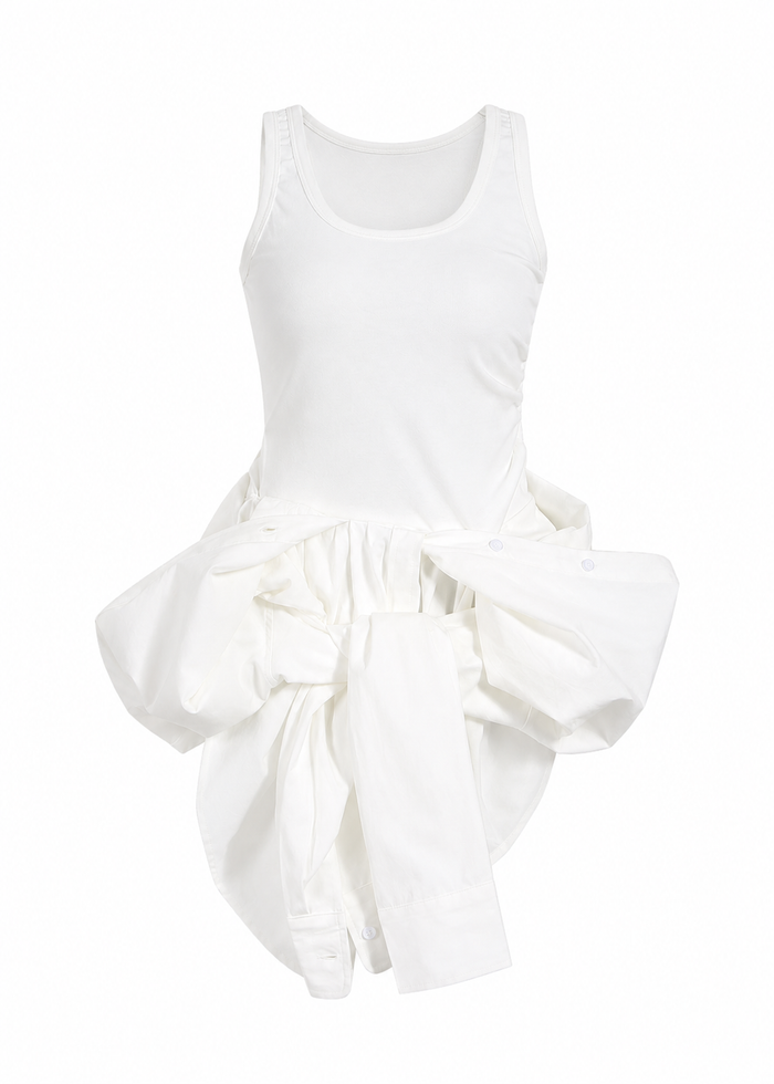 Layered Shirt-Waist Tank Top – Ivory