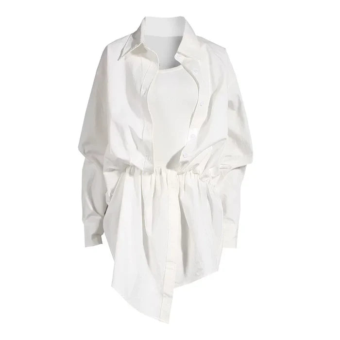 Layered Shirt-Waist Tank Top – Ivory