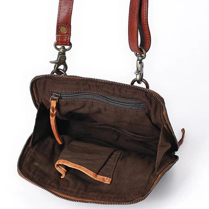Leather Woven Crossbody