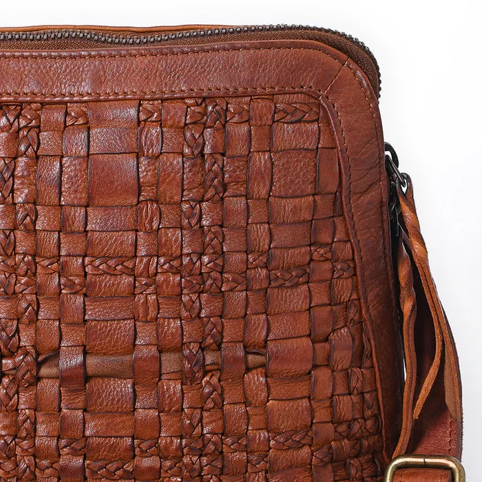 Leather Woven Crossbody