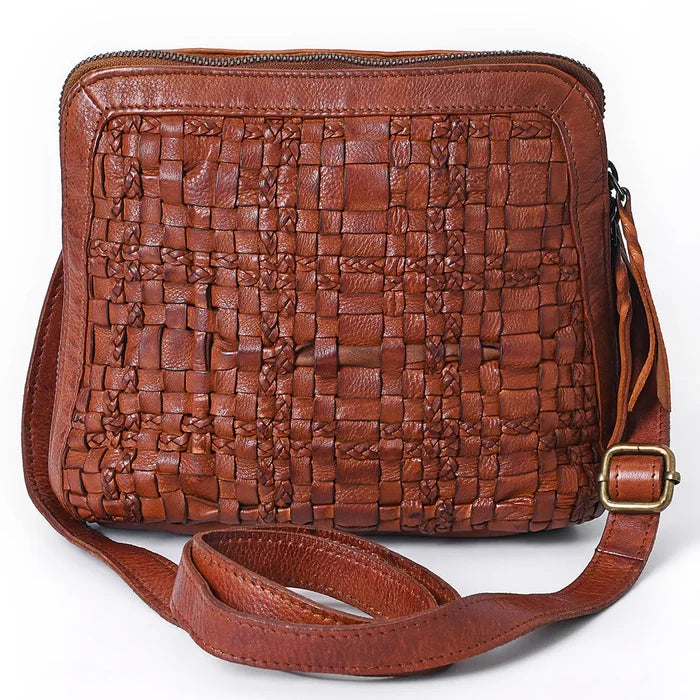 Leather Woven Crossbody