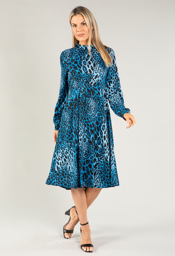 Leopard Print High Neck Dress