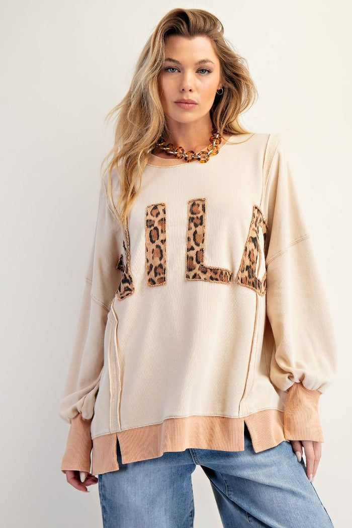 Leopard “Wild” Oversized Terry Pullover