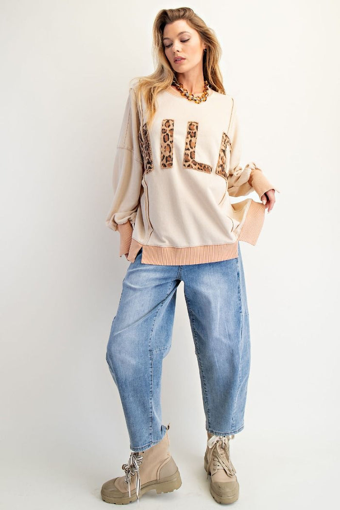 Leopard “Wild” Oversized Terry Pullover