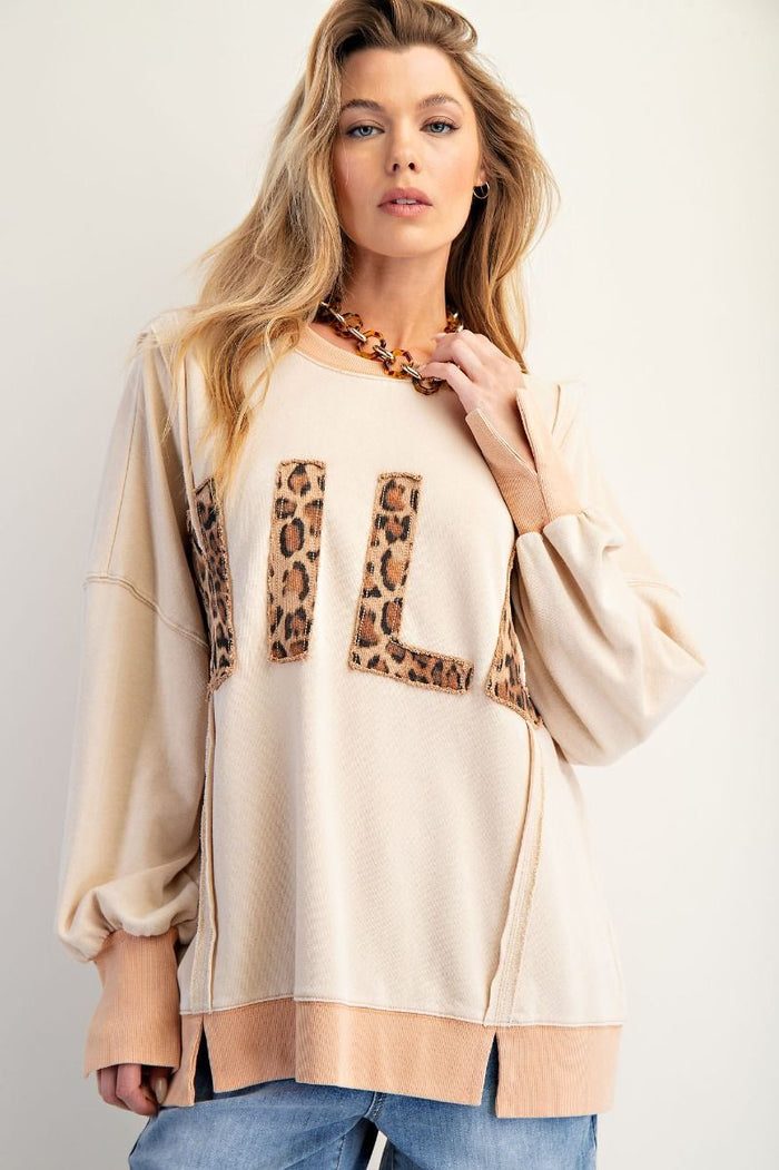 Leopard “Wild” Oversized Terry Pullover