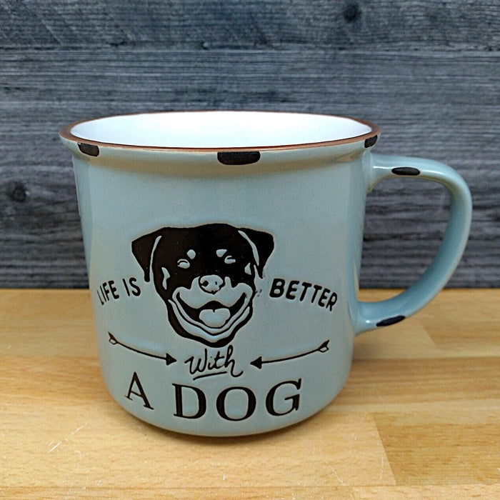 Life is Better with a Dog Coffee Mug 18oz (532ml) Embossed Tea Cup Blue Sky