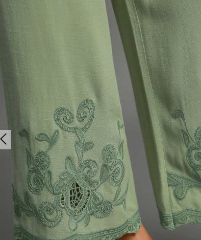 Linen Blend Embroidered Pants (2 Colors)