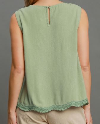 Linen Blend Embroidered Top (2 COLORS)