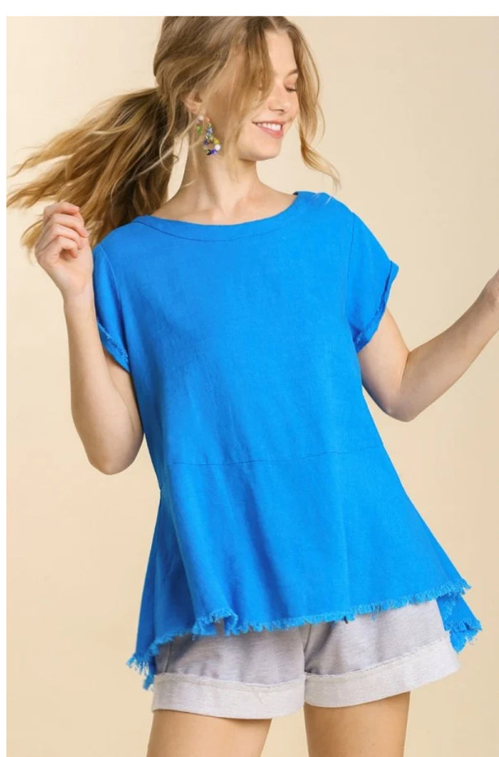Linen Blend Short Sleeve Top