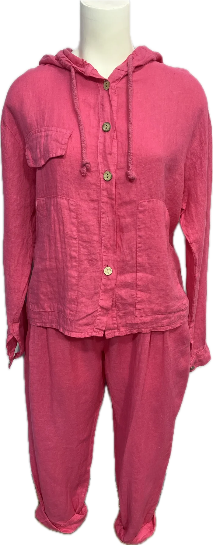 Linen Button Up Hoodie