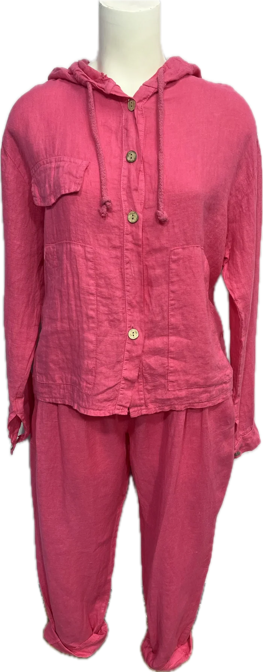 Linen Button Up Hoodie