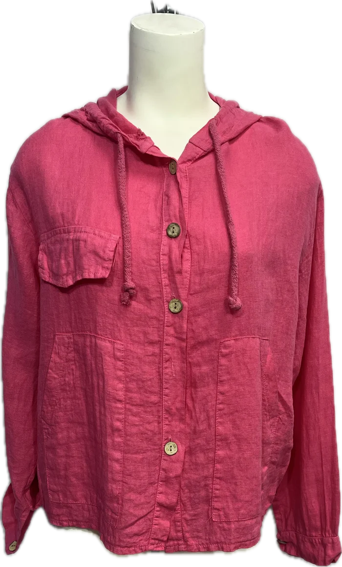 Linen Button Up Hoodie