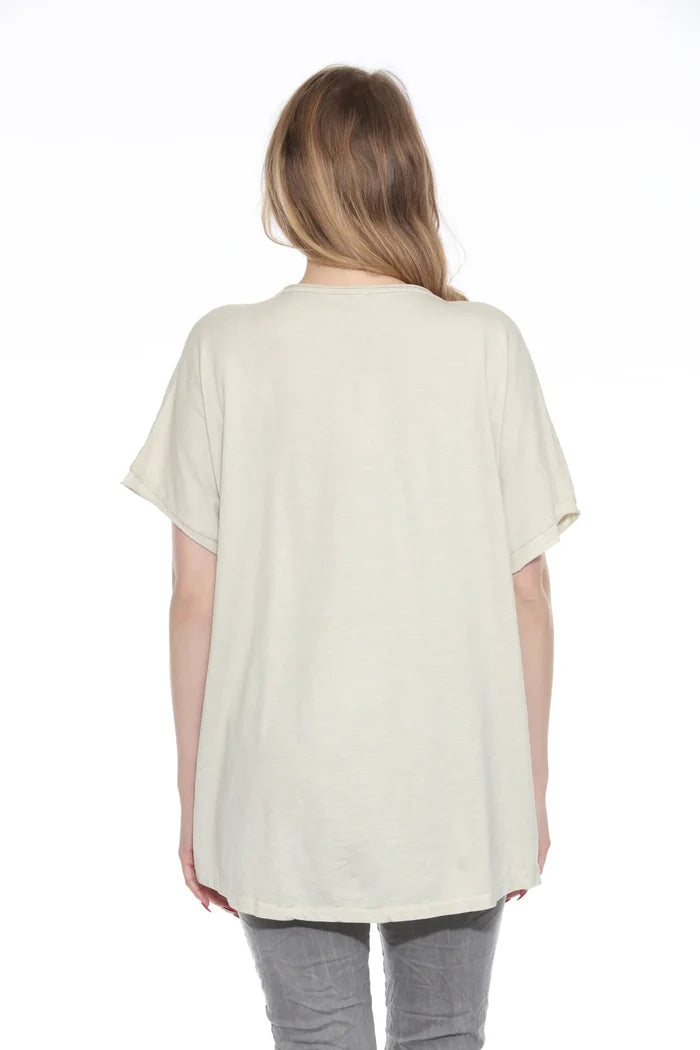 Linen/Cotton Sequin Patch Top