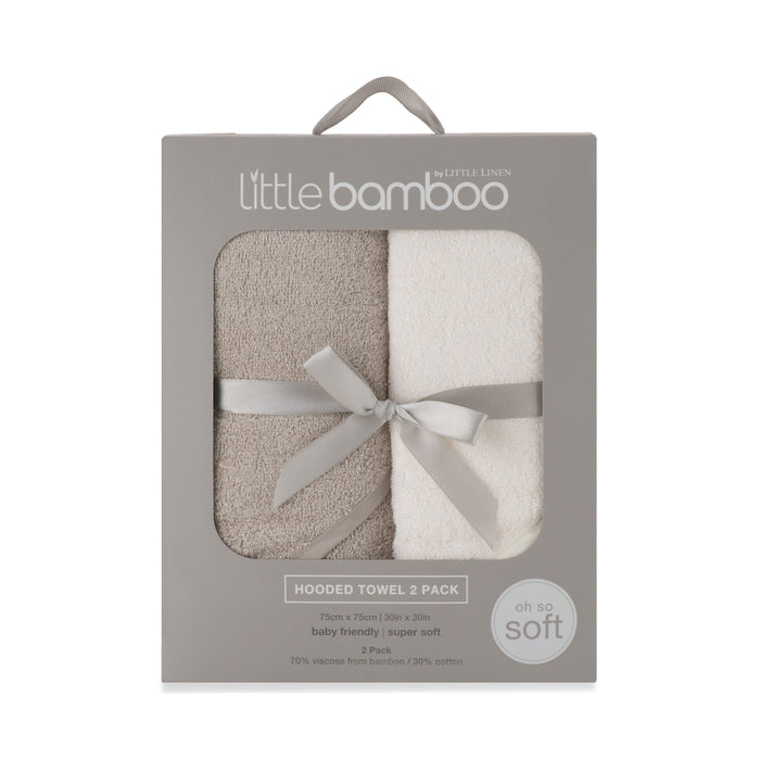 Little Bamboo Baby Hooded Towel 2PK - Stone Grey