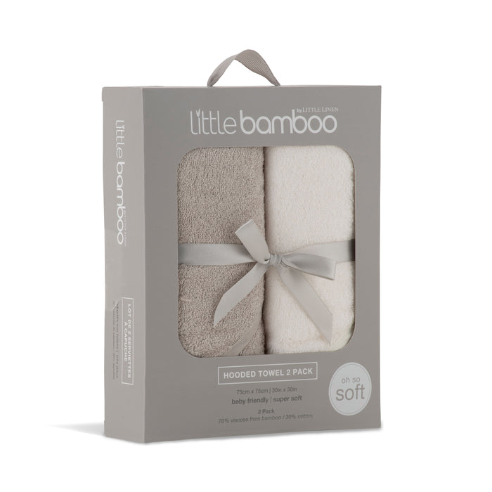 Little Bamboo Baby Hooded Towel 2PK - Stone Grey
