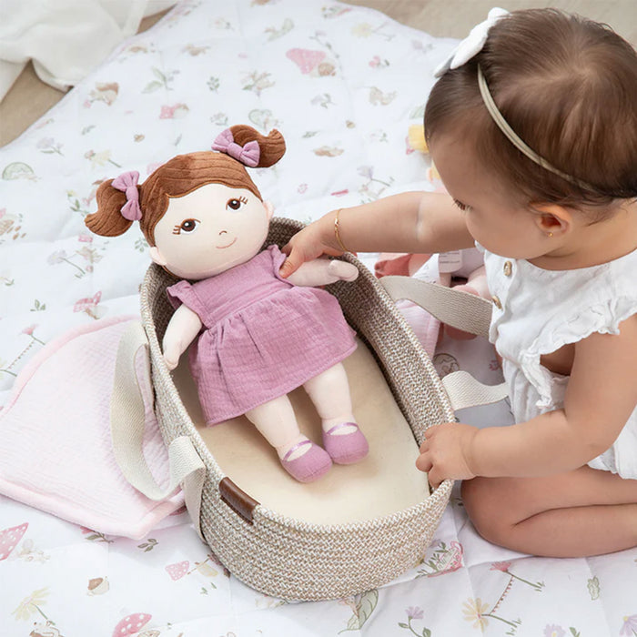 Living Textiles Doll Moses Basket - Blush