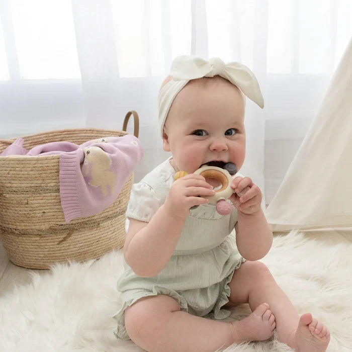 Living Textiles Multi-Surface Teething Wheel - Rose