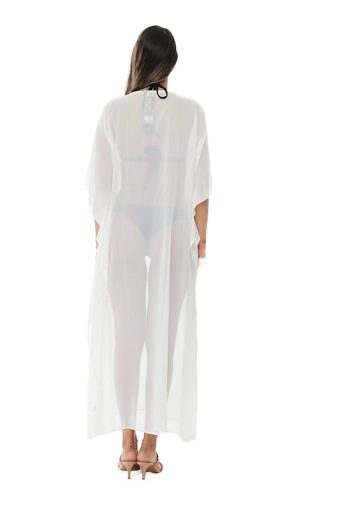 Long embellished kaftan, with slip
