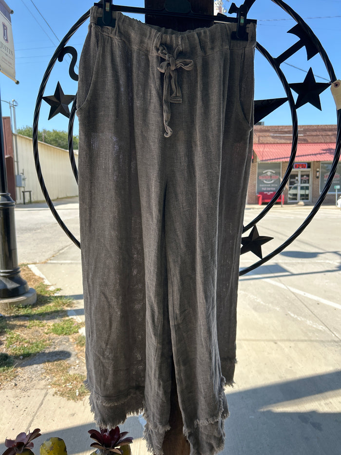 Long Frayed Gauze Pants