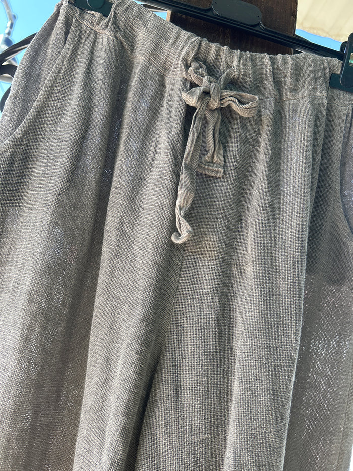 Long Frayed Gauze Pants