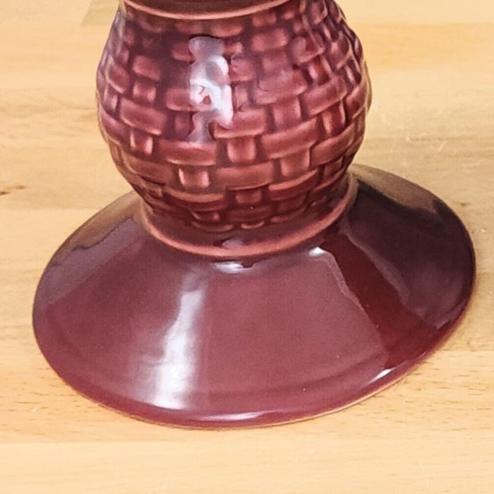 Longaberger Pedestal Candleholders Woven Tradition Paprika Set of 2 Pillar 5"