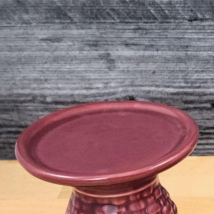 Longaberger Pedestal Candleholders Woven Tradition Paprika Set of 2 Pillar 5"