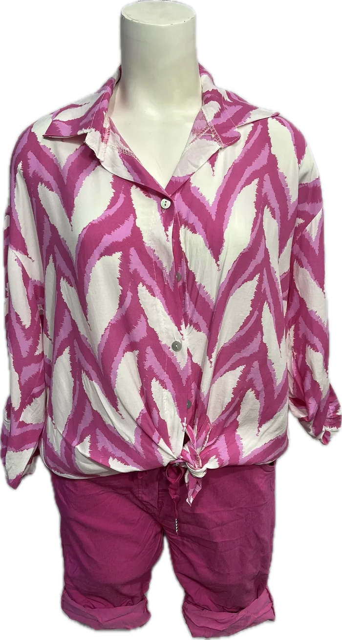 Love Print Button Top