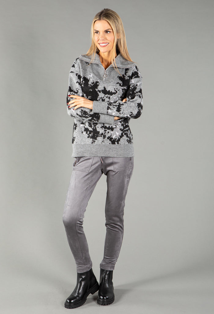Lurex Knit Half Zip Pullover