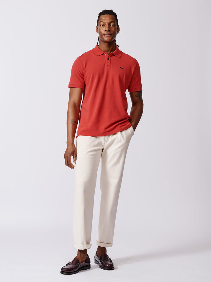 Aubin Red Lusby Pique Polo | Pique Polo