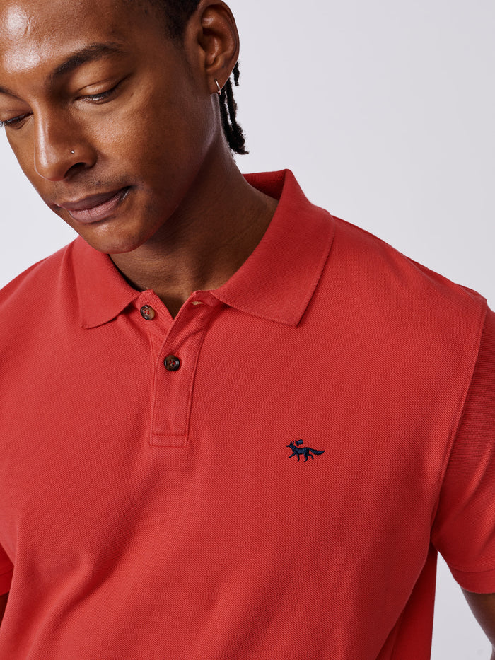 Aubin Red Lusby Pique Polo | Pique Polo