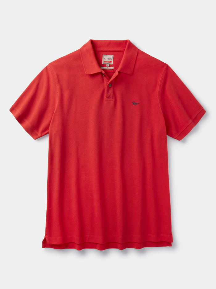 Aubin Red Lusby Pique Polo | Pique Polo