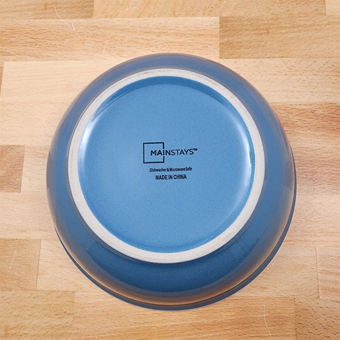 Mainstays Blue Set of 4 Cereal Soup Coupe Bowl 7" 17cm with White Trim