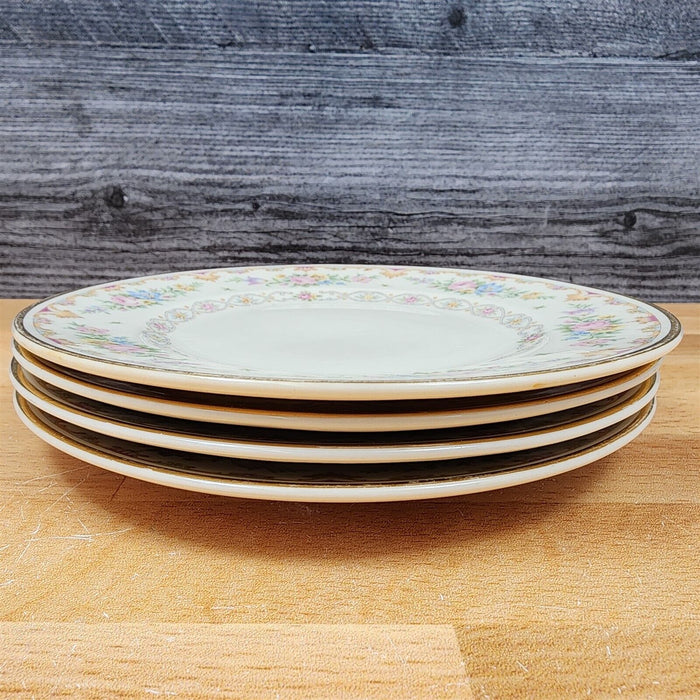 Marlene by Syracuse Bread & Butter 6.25" 4 Plate Set Old Ivory USA Made Ceramic