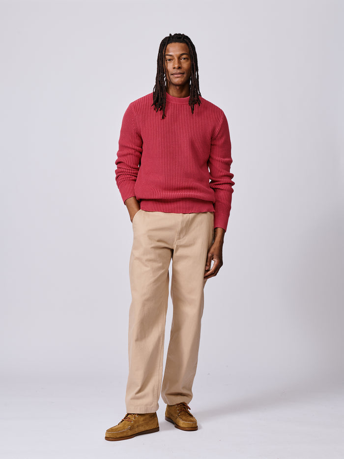 Aubin Pink Martin Cotton Ribbed Crew Neck | Crew Neck