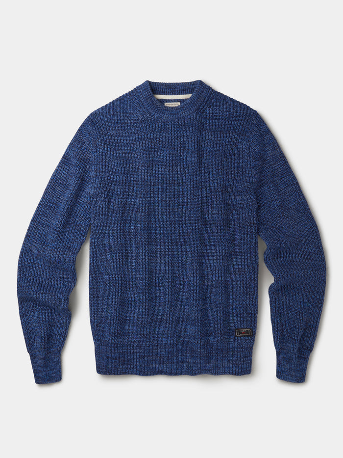 Aubin Blue Twist Martin Cotton Ribbed Crew Neck | Crew Neck