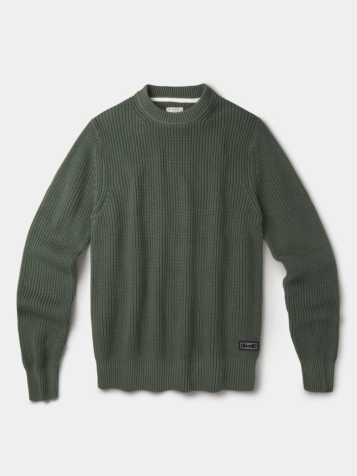 Aubin Khaki Martin Cotton Ribbed Crew Neck | Crew Neck