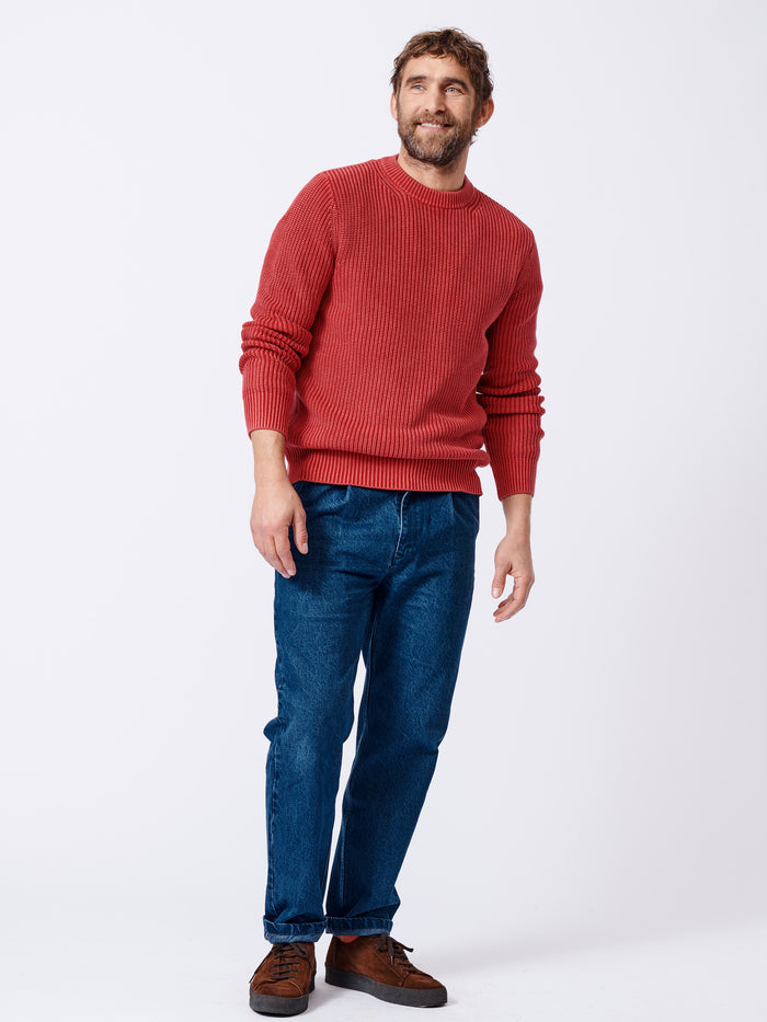 Aubin Red Martin Ribbed Crew | Crew Neck