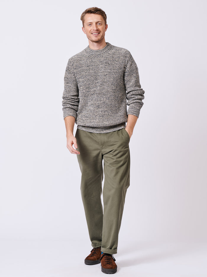 Aubin Grey Twist Martin Ribbed Crew | Crew Neck