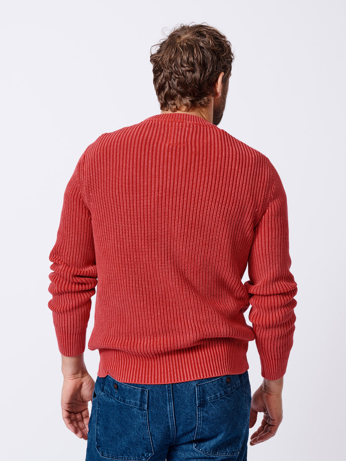 Aubin Red Martin Ribbed Crew | Crew Neck