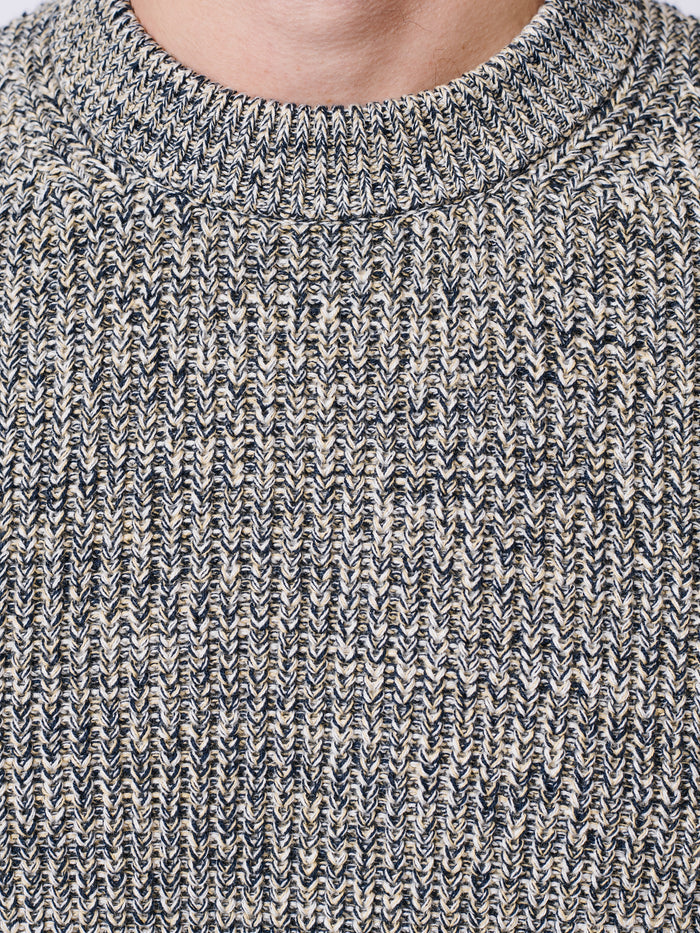 Aubin Grey Twist Martin Ribbed Crew | Crew Neck