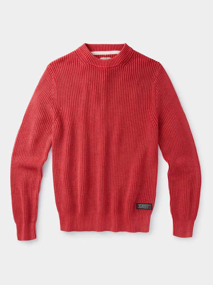 Aubin Red Martin Ribbed Crew | Crew Neck