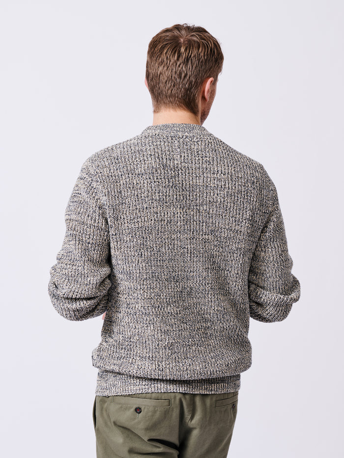 Aubin Grey Twist Martin Ribbed Crew | Crew Neck