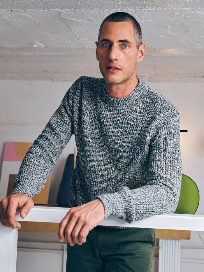 Aubin Grey Twist Martin Ribbed Crew | Crew Neck