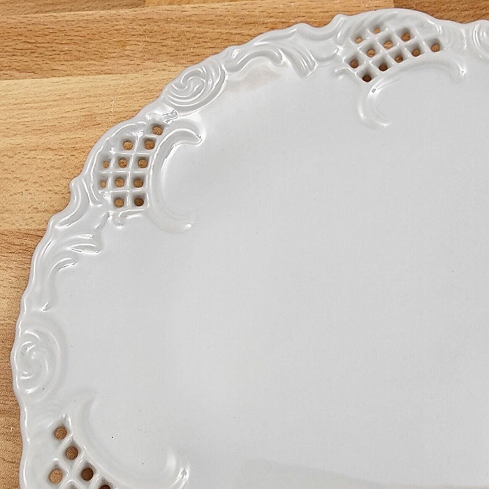 Maryland Openwork Salad Plate Set of 4 White with Embossed Scrolls 8” 20cm