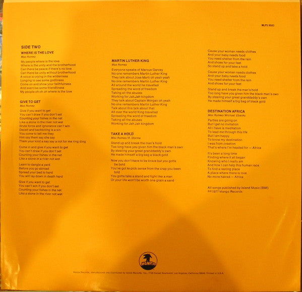Max Romeo - Reconstruction (1977 US Press)
