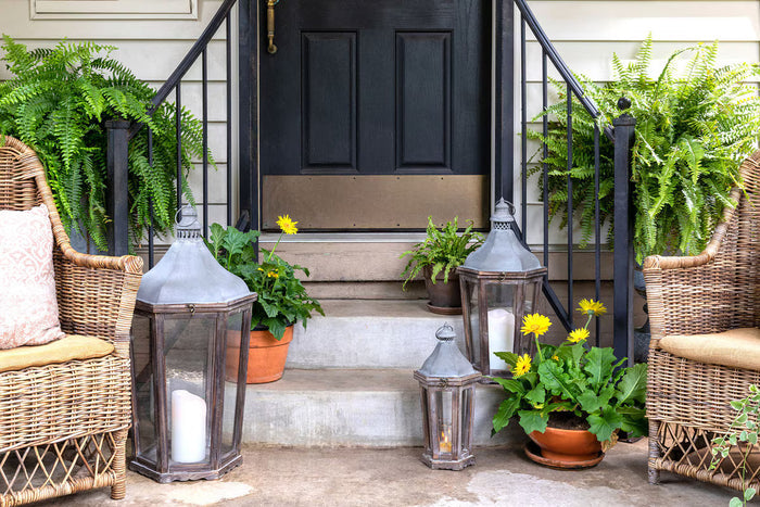Medium Wood & Galvanized Metal Lantern