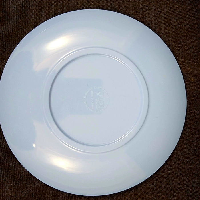 Melamine Plate Fish Pattern Blue Green Orange Set of 4 Coastal Dinner Dish 9"