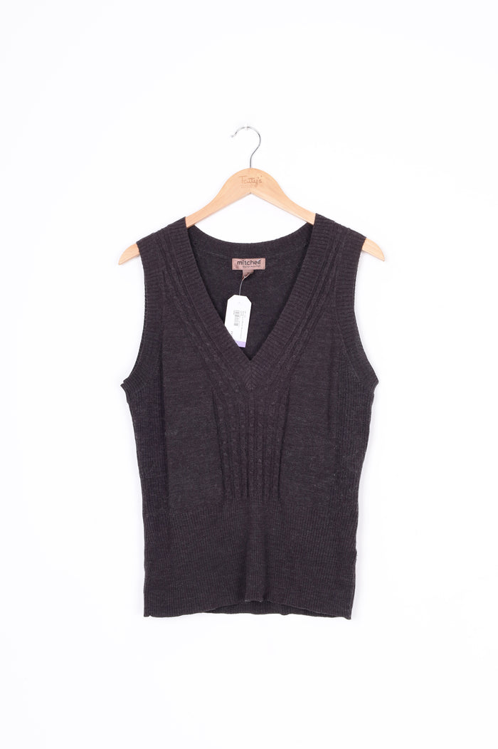 Michell by Liz Mitchell Womens Grey Vest Size M